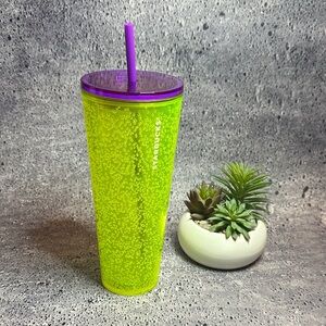 Starbucks Vibrant Lime Tumbler with Purple Straw